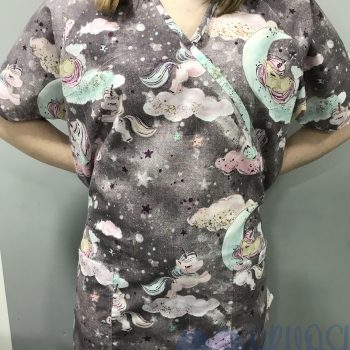 mintás Orvosi-Nővérke tunika - szürke unikornisos