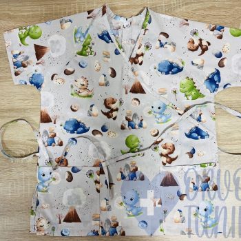 Orvosi-nővérke tunika - Lime dínós - maszk - orvositunika.hu