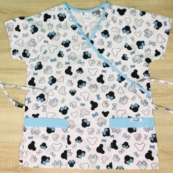 Orvosi-nővérke tunika - türkiz mickey fejes - maszk - orvositunika.hu