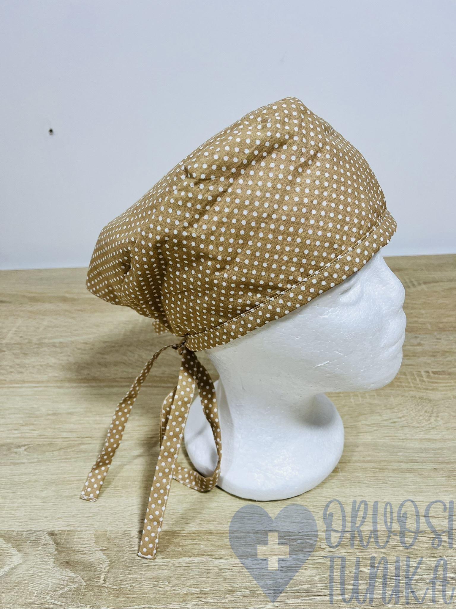 mintás Műtős sapka - drapp pöttyös