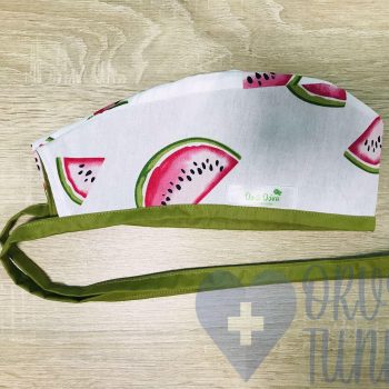 mintás Műtős sapka - fehér alapon dinnyés