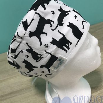 mintás Műtős sapka - fekete cicás