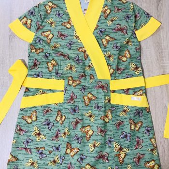 mintás Női karcsúsított tunika - Zöld-sárga lepkés