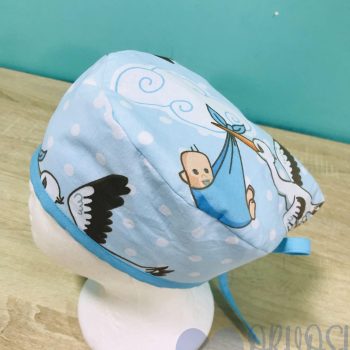 mintás Műtős sapka - kék gólyás