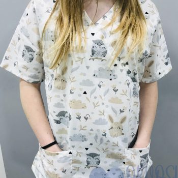 mintás Orvosi-Nővérke tunika - baglyos-nyuszis