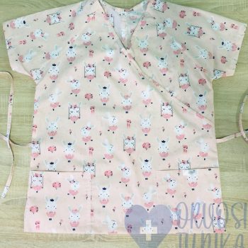 mintás Orvosi-Nővérke tunika - barack balerina nyuszis