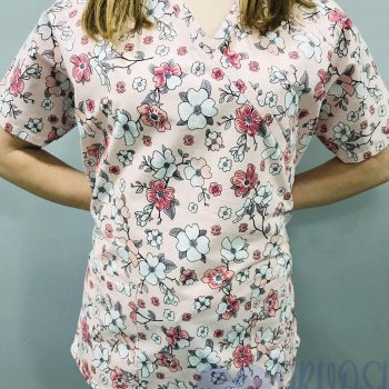 Orvosi-Nővérke tunika - barack virágos