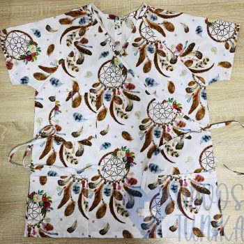 mintás Orvosi-Nővérke tunika - barna álomfogós