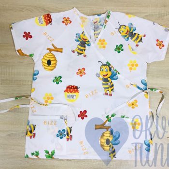 mintás Orvosi-Nővérke tunika - csupros méhecskés