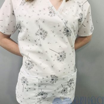 mintás Orvosi-Nővérke tunika - fehér pitypangos