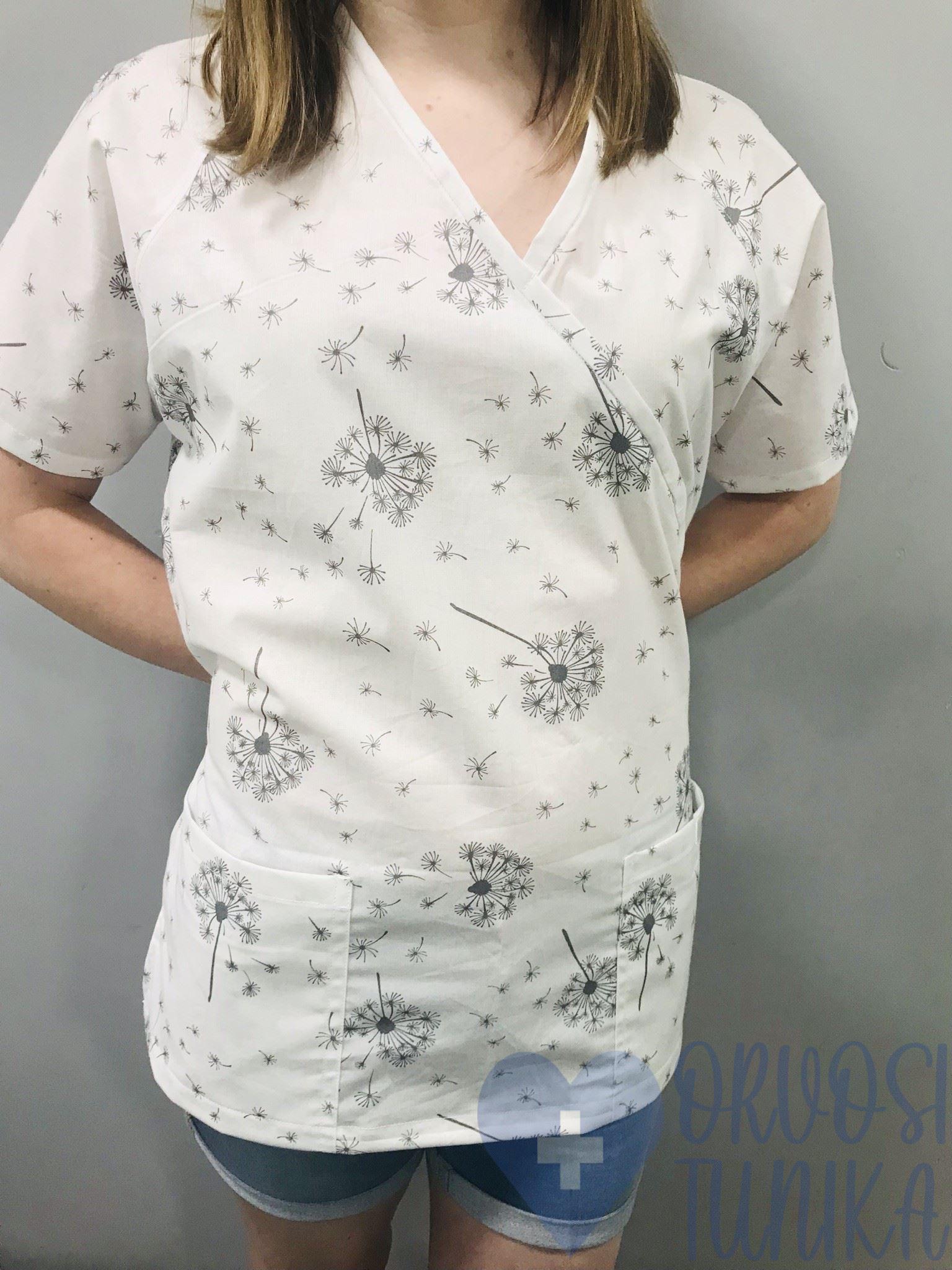 mintás Orvosi-Nővérke tunika - fehér pitypangos