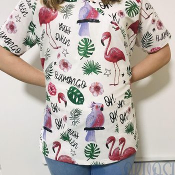 mintás Orvosi-Nővérke tunika - flamingós papagájos