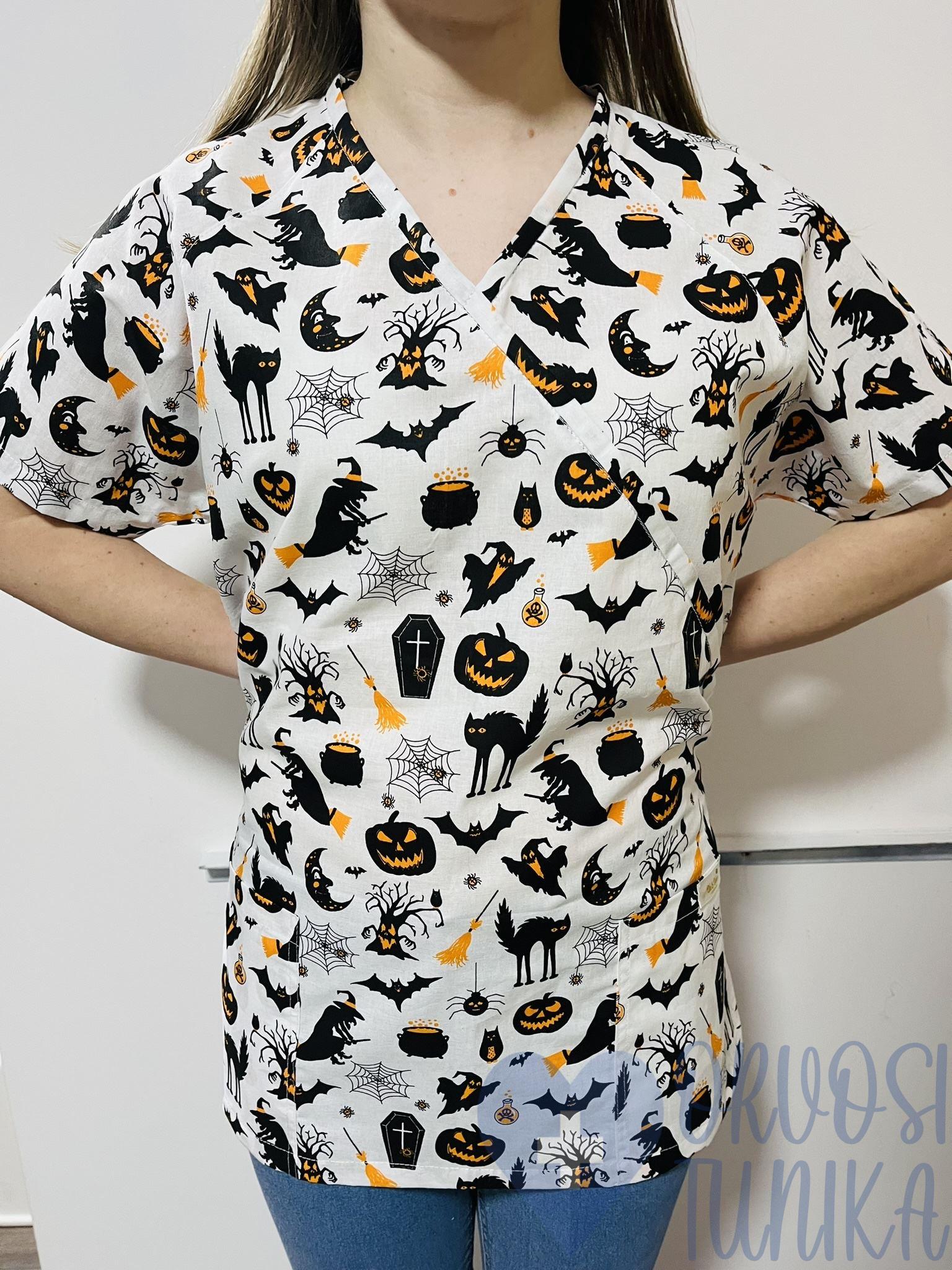 mintás Orvosi-Nővérke tunika - halloweenes
