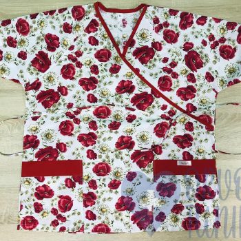 mintás Orvosi-Nővérke tunika - kamillás-pipacsos