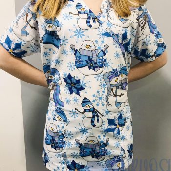 mintás Orvosi-Nővérke tunika - kék hóemberes