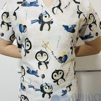 mintás Orvosi-Nővérke tunika - Kék pingvines