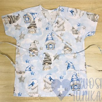 mintás Orvosi-Nővérke tunika - kék-szürke manós