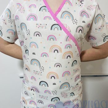 mintás Orvosi-Nővérke tunika - középrózsaszín szivárványos