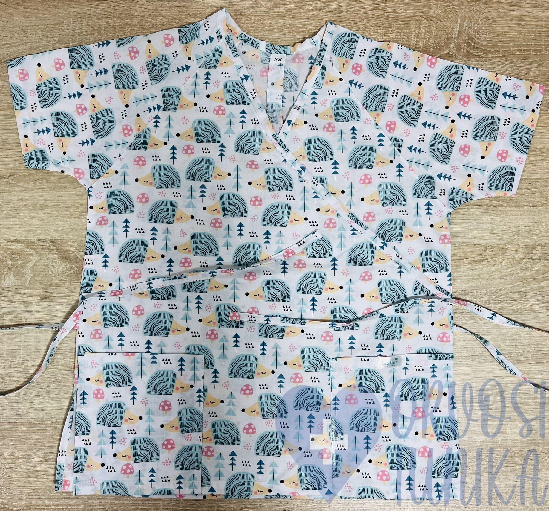 mintás Orvosi-Nővérke tunika - menta sünis