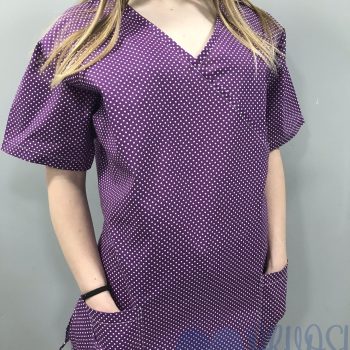 mintás Orvosi-Nővérke tunika - orgonalila pöttyös