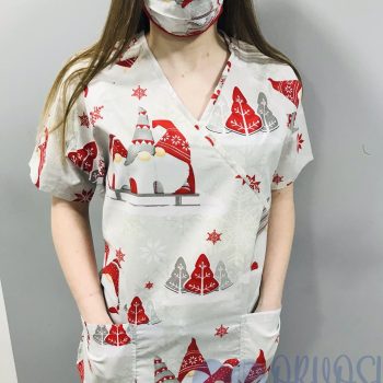 mintás Orvosi-Nővérke tunika - piros manós