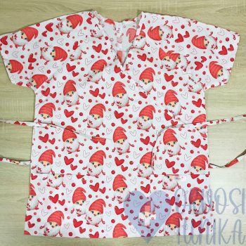 mintás Orvosi-Nővérke tunika - piros szives manós