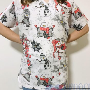 mintás Orvosi-Nővérke tunika - piros-szürke hóemberes