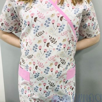 mintás Orvosi-Nővérke tunika - rózsaszín apró virágos