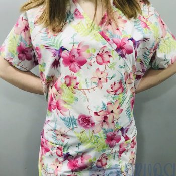 mintás Orvosi-Nővérke tunika - rózsaszín kolibris