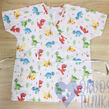 mintás Orvosi-Nővérke tunika - sárga-zöld színes dínósOrvosi-Nővérke tunika - sárga-zöld színes dínós