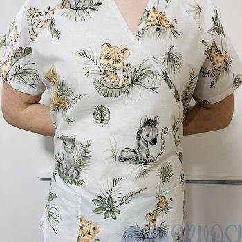 mintás Orvosi-Nővérke tunika - szafari állatos