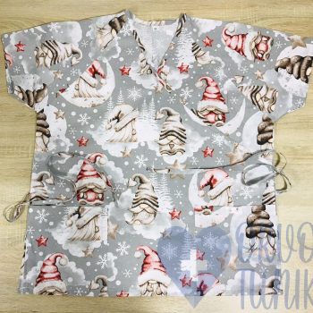 mintás Orvosi-Nővérke tunika - szürke alapon piros-barna manós