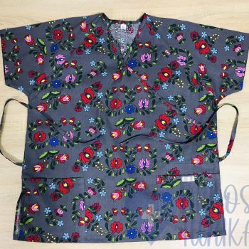 mintás Orvosi-Nővérke tunika - Szürke matyó mintás