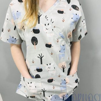 mintás Orvosi-Nővérke tunika - szürke őzikés