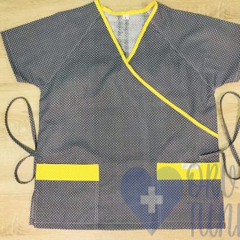 mintás Orvosi-Nővérke tunika - szürke-sárga pöttyös