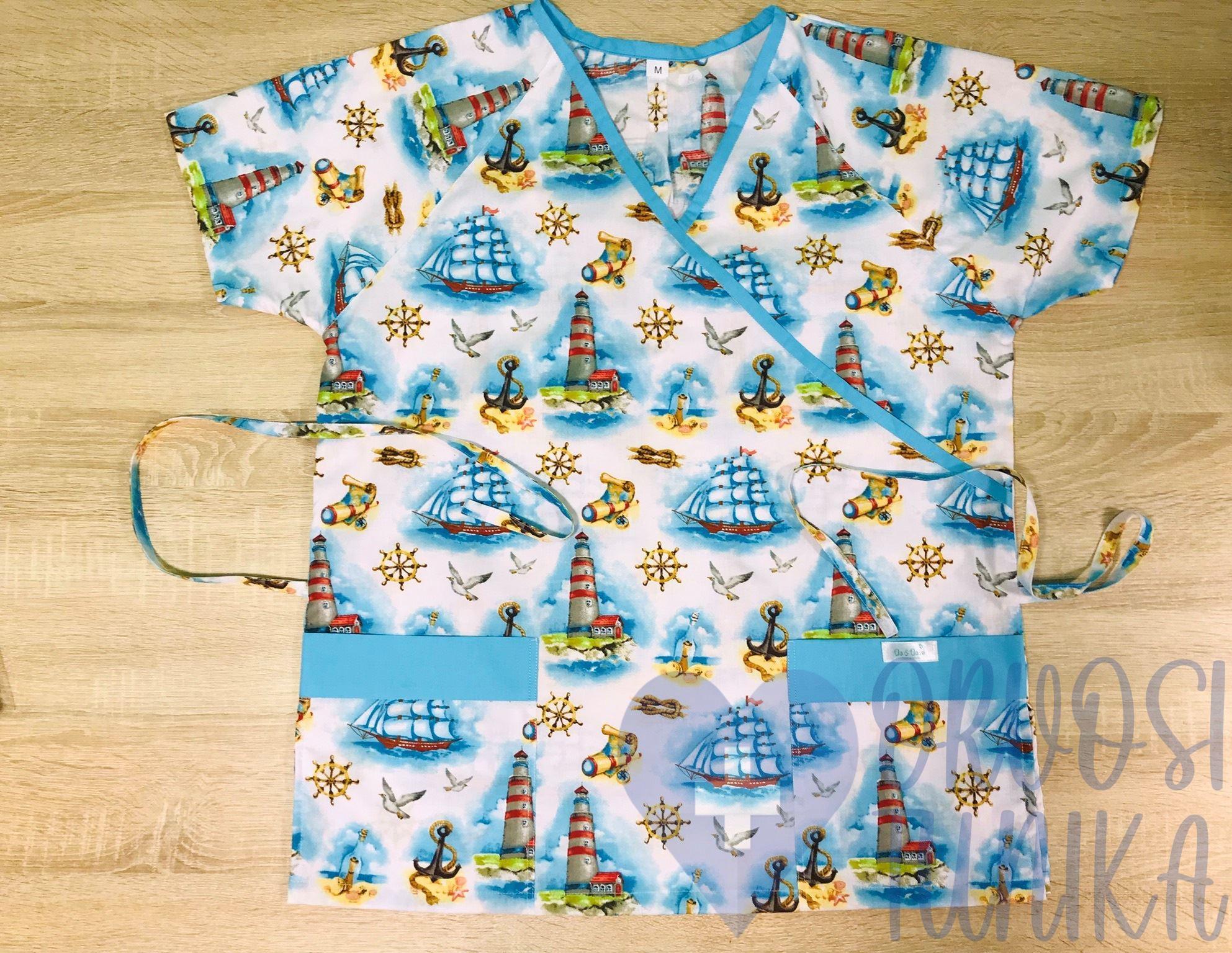 mintás Orvosi-Nővérke tunika - tengerészes