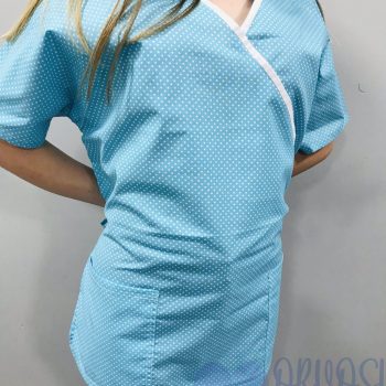 mintás Orvosi-Nővérke tunika - türkizkék pöttyös