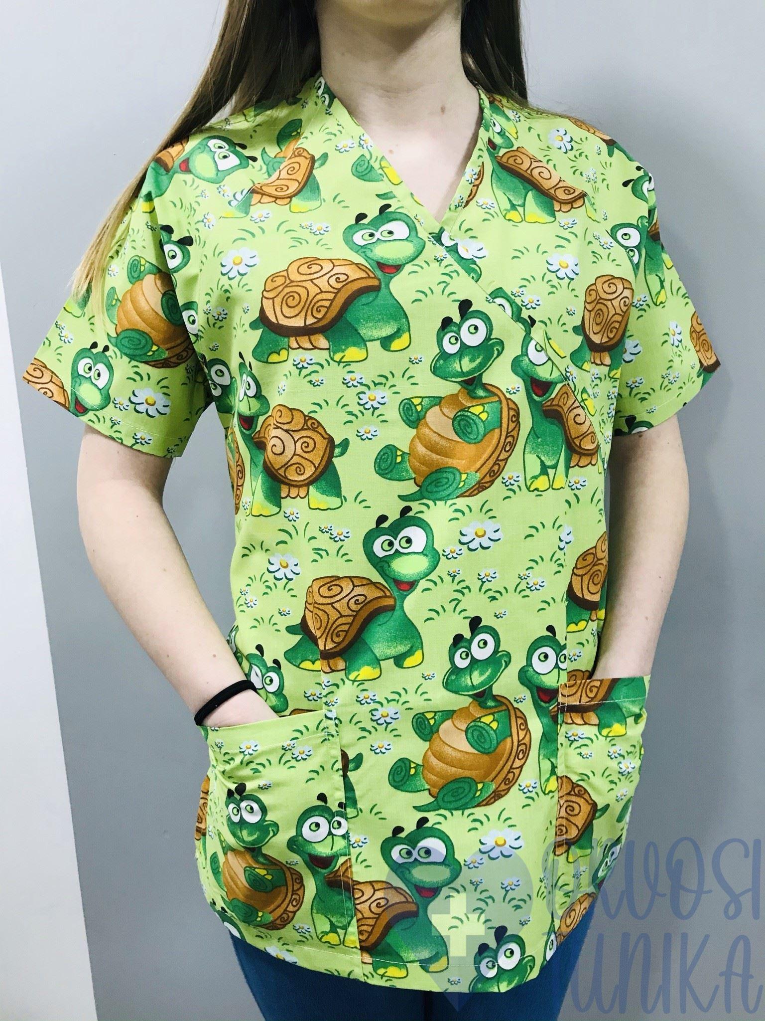 mintás Orvosi-Nővérke tunika - zöld teknősös