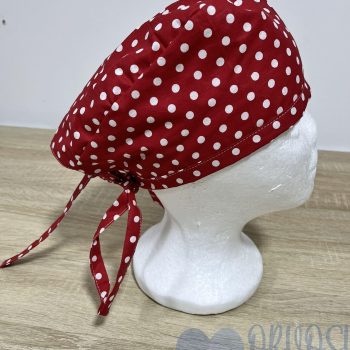 mintás Műtős sapka - piros pöttyös