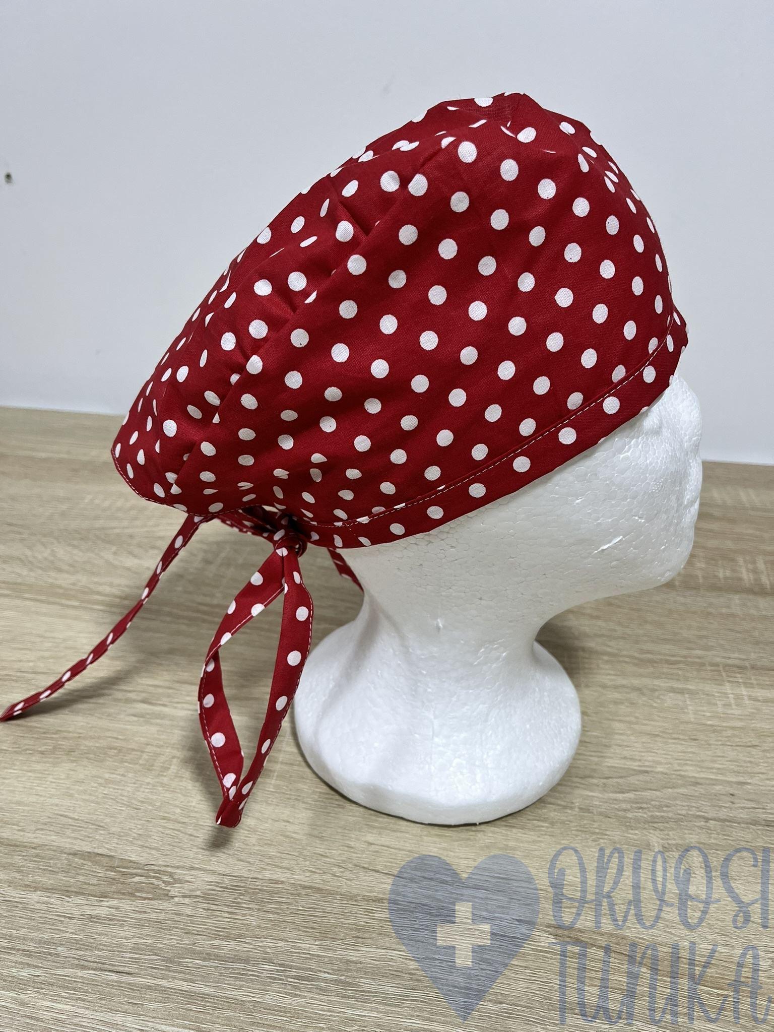 mintás Műtős sapka - piros pöttyös