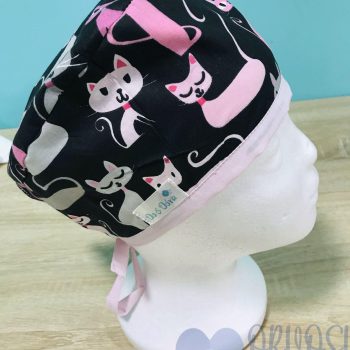 mintás Műtős sapka - rózsaszín cicás