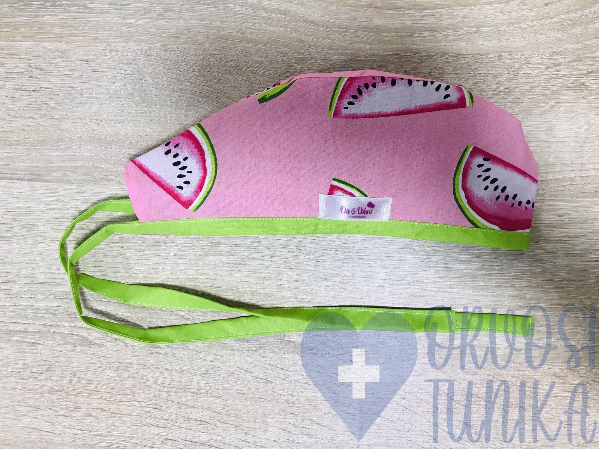 mintás Műtős sapka - rózsaszín dinnyés