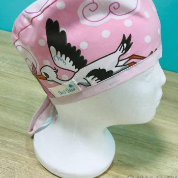 mintás Műtős sapka - rózsaszín gólyás