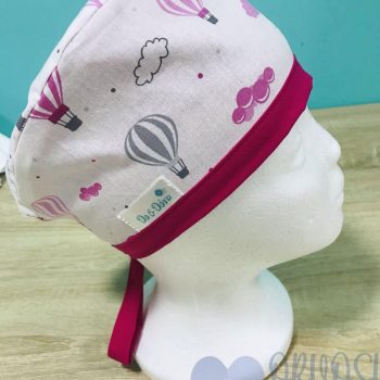 mintás Műtős sapka - rózsaszín hőlégballonos