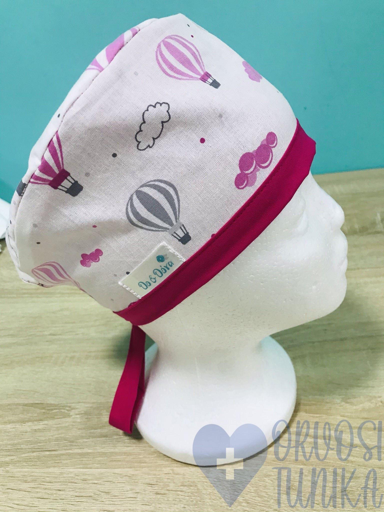 mintás Műtős sapka - rózsaszín hőlégballonos