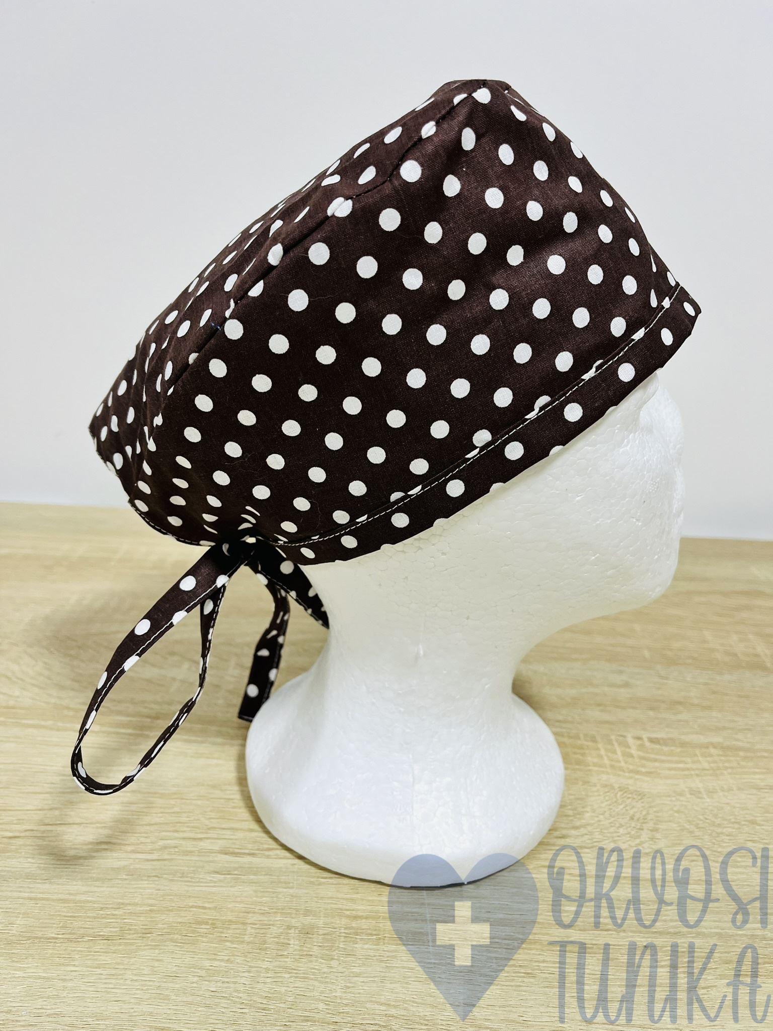 mintás Műtős sapka - sötétbarna pöttyös