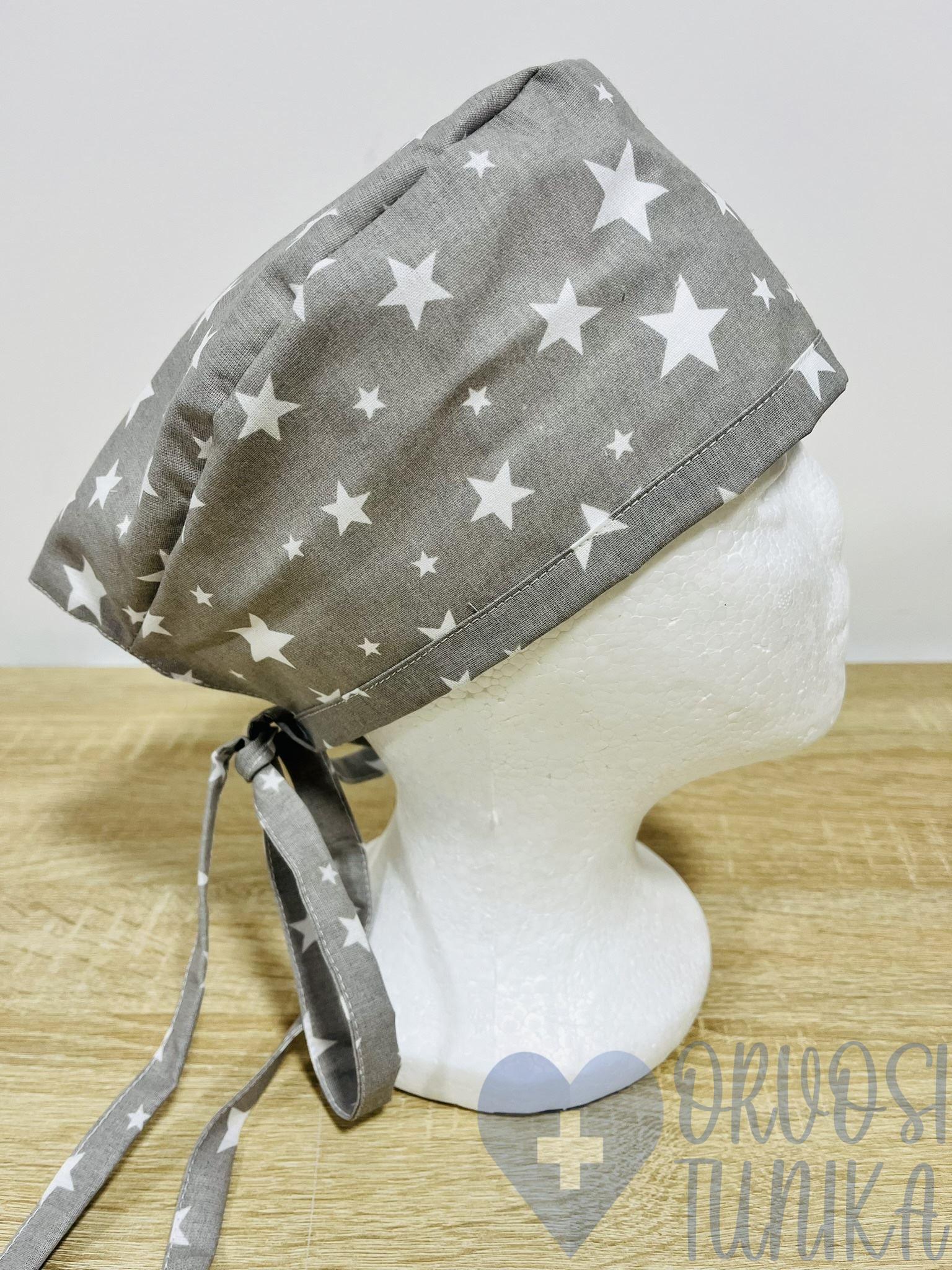 mintás Műtős sapka - szürke csillagos