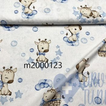 Anyagminta - kék álom zsiráfos - orvosi tunika