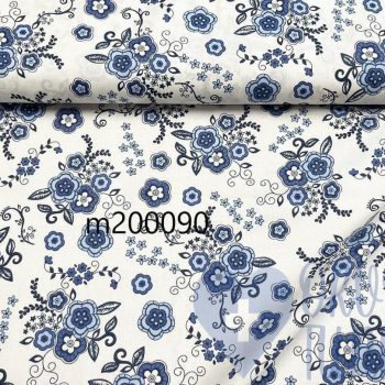 Anyagminta - kék virágos - orvosi tunika