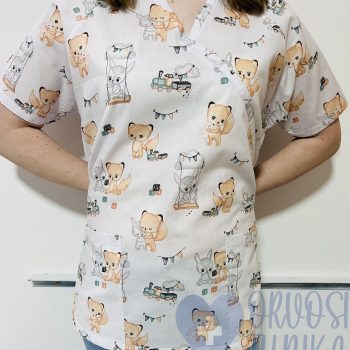 mintás Orvosi-Nővérke tunika - kockás állatos